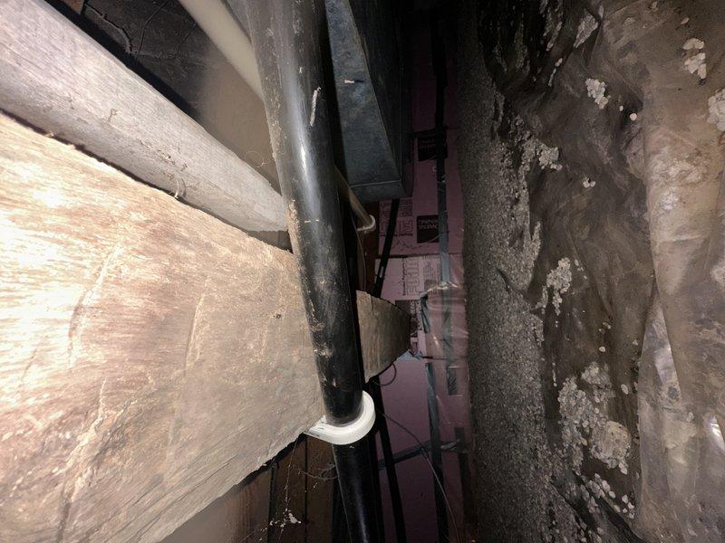 Responded to service call for quote on standalone tub and faucet installation where customer has already purchased fixtures. Assessed installation site and existing plumbing infrastructure in crawl space and basement area. Documented current conditions including water supply lines, drainage connections, and structural access points necessary for completing the installation work.