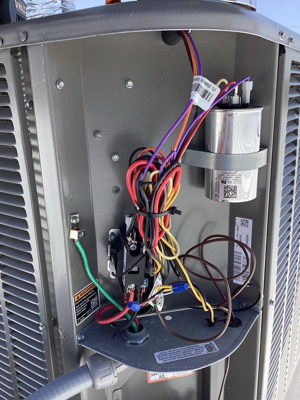 Completed planned trio maintenance on three Lennox air conditioning systems. Performed comprehensive inspection of outdoor condenser units, including electrical component examination, capacitor testing, and verification of proper wiring connections. Cleaned condenser coils per manufacturer specifications using water only, inspected control boards and terminal connections, and verified all safety labels were intact and legible. All three units operating within normal parameters with no deficiencies noted.