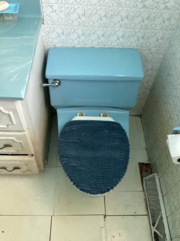 Completed toilet installation in upstairs bathroom of 40-year-old residence. Customer-supplied toilet was installed in existing bathroom location with no prior plumbing issues reported. Installation completed successfully with all connections properly sealed and tested for leaks.
