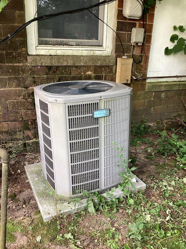 Replaced damaged condenser fan tops and fan blades on two American Standard air conditioning units. Additionally, replaced contactor and capacitor on Bryant condenser unit to restore proper operation.