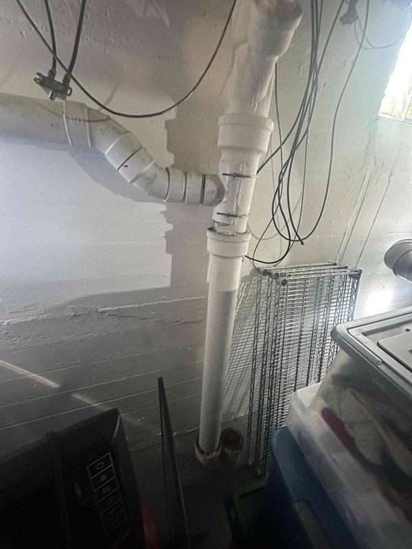 Responded to service call for basement drains overflowing onto floor and backing up into utility sink. Inspected basement plumbing system and PVC drainage lines to identify source of blockage. Cleared obstruction from drain line servicing utility sink using appropriate drain cleaning equipment. Verified proper drainage flow restored to affected fixture with no further backup or overflow issues. System tested and returned to normal operation.