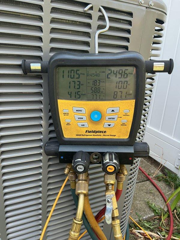 Completed installation of ML17KC2-036 air handler and CK40CT-36B condenser unit with 27A02 RDS board integration. Reused existing thermostat to maintain customer preference and system compatibility. Performed system startup, verified proper refrigerant charge using manifold gauges, conducted operational testing across all zones, and collected final system balance measurements to ensure optimal performance and efficiency.
