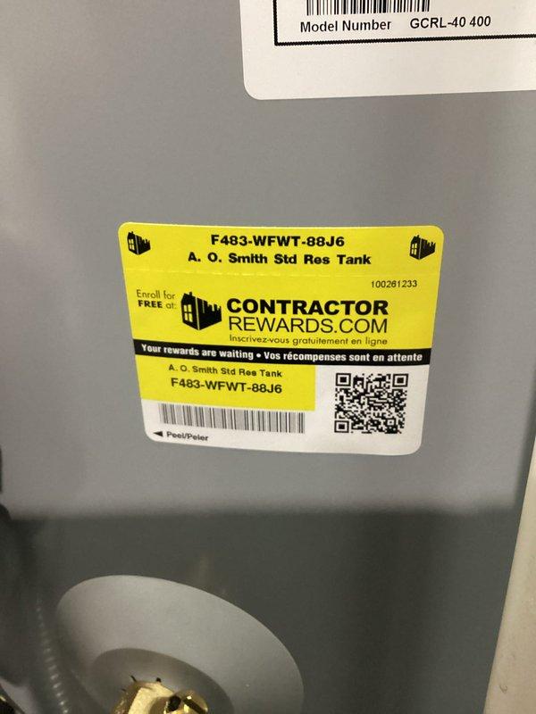 Replaced existing water heater with a new 40-gallon short A.O. Smith natural draft residential tank unit, model GCRL-40. Installed a shut-off valve on the cold water supply line to provide proper isolation capability for future maintenance and emergency shutdowns.