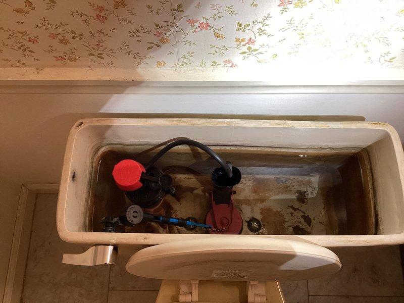 Completed pressure test on central heating system as follow-up to previous service work. Accessed property using company keys with customer authorization. Inspected plumbing fixtures including basement main valve and toilet supply lines. No active leaks detected during visual inspection. Documented existing conditions including mineral deposits and rust staining observed in toilet tank components. System holding pressure satisfactorily with no new issues identified following recent water service restoration by municipality.