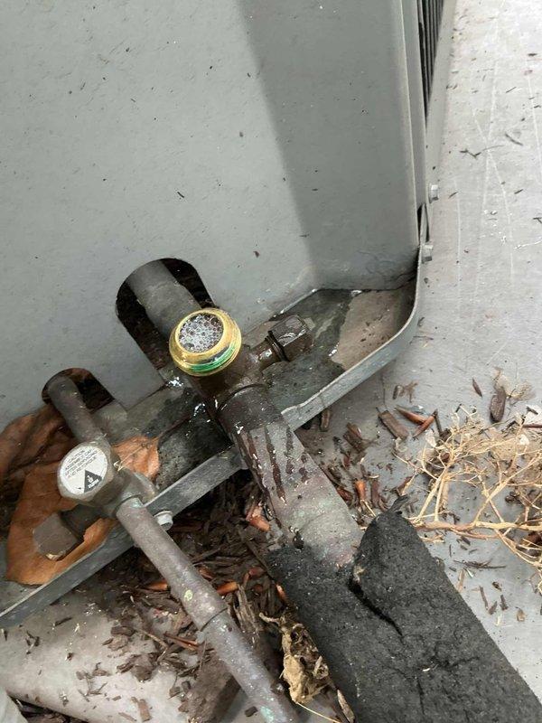Responded to service callback for AC system repairs. Reclaimed refrigerant from system, replaced failed suction side service port and liquid line dryer. Performed pressure test to verify system integrity with no leaks detected. Evacuated system to below 500 microns and recharged with proper amount of R410A refrigerant. Completed startup procedures and performed all necessary checks and adjustments to ensure proper system operation. Unit tested and left operating within manufacturer specifications.