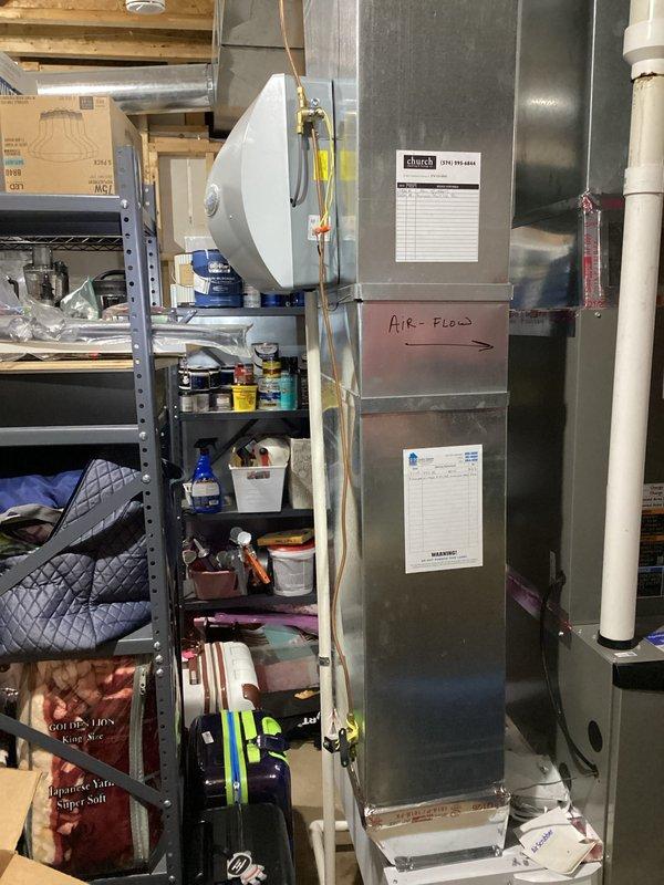 Completed scheduled preventative maintenance on residential furnace air handler system. Performed comprehensive tune-up inspection of unit, verified proper airflow operation, and documented system condition with photographic records of installation and mechanical room environment. System confirmed operating within normal parameters with no deficiencies noted.