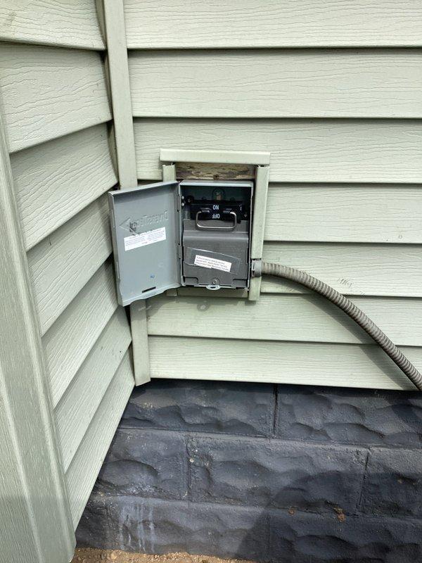 Responded to no cooling complaint on air conditioning system. Upon inspection, found failed A/C disconnect box and defective dual run capacitor. Replaced damaged disconnect box with new unit and installed new 50/5 mfd capacitor. Verified proper electrical connections, tested system operation, and confirmed cooling restored to normal function.