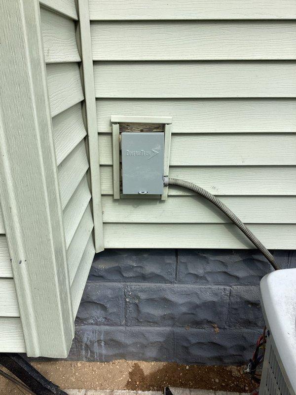 Responded to no cooling complaint on air conditioning system. Upon inspection, found failed A/C disconnect box and defective dual run capacitor. Replaced damaged disconnect box with new unit and installed new 50/5 mfd capacitor. Verified proper electrical connections, tested system operation, and confirmed cooling restored to normal function.