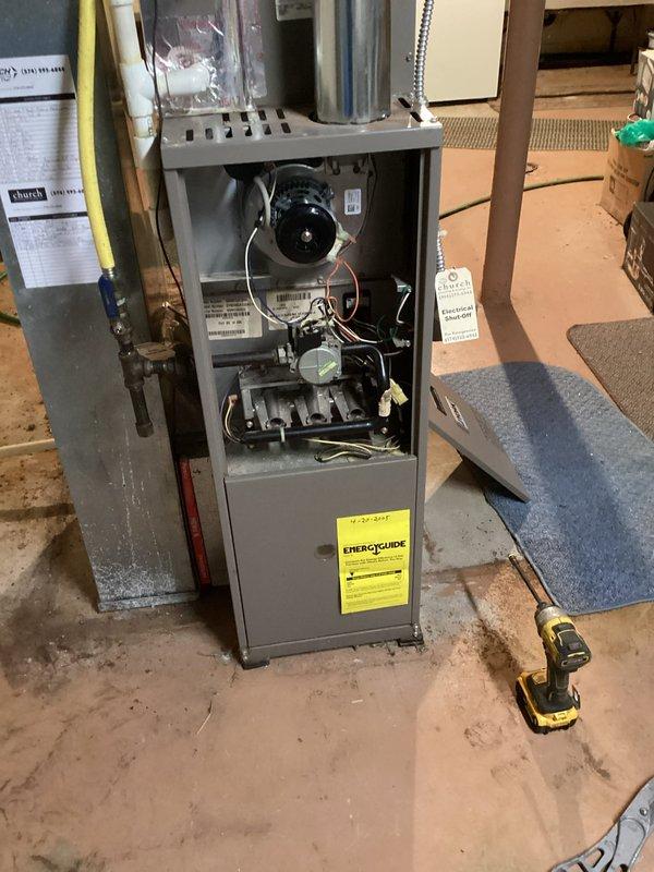 Responded to F2 blower motor failure code on furnace system. Replaced defective blower motor assembly with new unit per approved quote. Part was ordered from supplier and installed upon delivery. Verified proper operation of blower motor, checked electrical connections, and tested system functionality. Unit is now operating within normal parameters with no fault codes present.