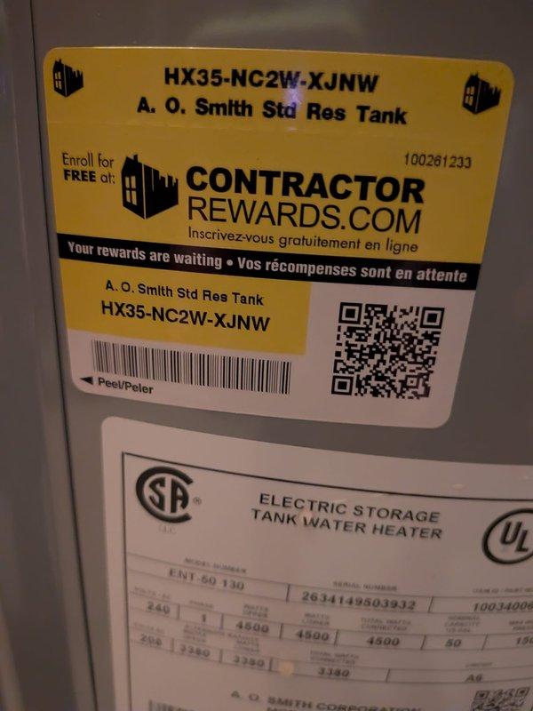 Responded to service call for 27-year-old AO Smith ProMax traditional tank-style water heater experiencing operational issues. Upon inspection, documented existing unit condition with model number HX35-NC2W-XJNW, noting age significantly exceeds typical 10-12 year lifespan for residential tank water heaters. Assessed all visible connections, piping, valves, and electrical components; photographed unit specifications and installation for service records. Provided homeowner with professional assessment and recommendations regarding unit replacement due to advanced age and potential for imminent failure.