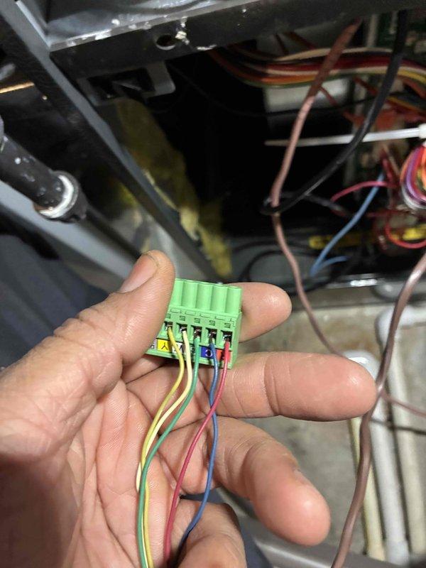 Completed warranty service call to install missing transformer and Aprilaire humidistat on existing HVAC system. Successfully wired and mounted the humidifier control unit to the ductwork, connecting all necessary electrical components with proper color-coded wiring to ensure proper functionality of the humidity control system.