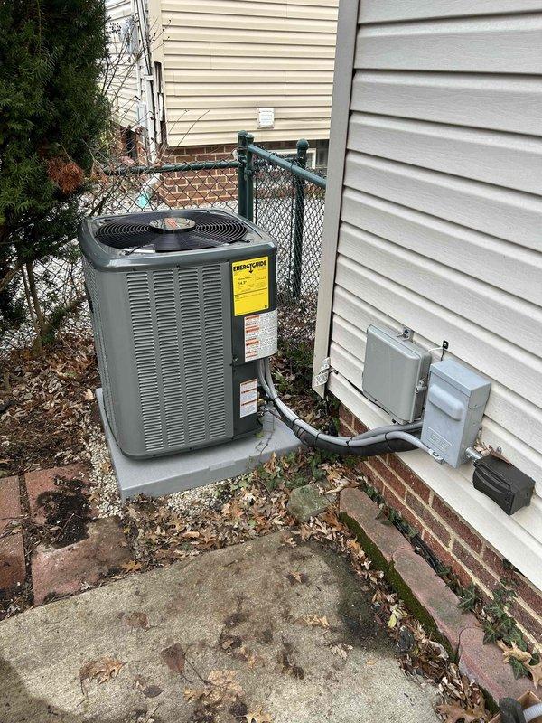 Successfully completed installation of a complete HVAC system including an Amana furnace (96% efficiency) with matching outdoor AC unit, and an Aprilaire humidifier. System was properly configured with appropriate electrical connections, insulated ductwork, and digital humidity control interface showing proper operation after installation.