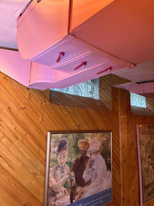 Conducted inspection of existing HVAC system for Mike Marcinick. Evaluated aging ductwork with visible wear in finished living space with wooden paneled walls and separate utility area. Observed copper plumbing lines running alongside galvanized ductwork in basement mechanical room. Documented current system condition and presented multiple replacement options for both furnace and ductwork to address identified repair issues.