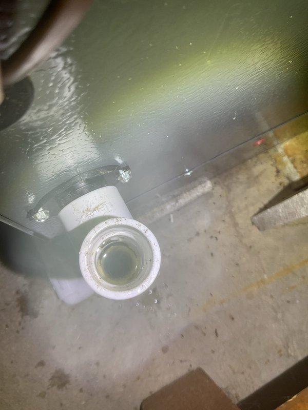 Responded to water leak complaint at residential property. Inspected basement HVAC system and identified excessive water leakage from humidifier component affecting both the office area and furnace room. Serviced the connection point where condensate drainage system was compromised, resolving the leak issue.