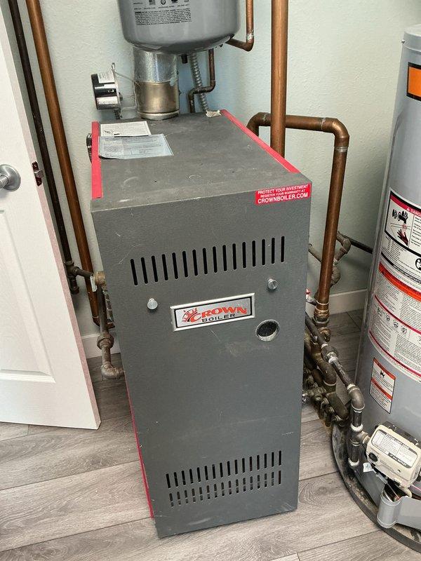 Performed comprehensive inspection of Crown boiler heating system and mini split unit for new homeowner. Examined copper heat exchanger components and verified proper connections between boiler and associated plumbing network. System was successfully inspected and serviced to ensure optimal operation for the heating season.