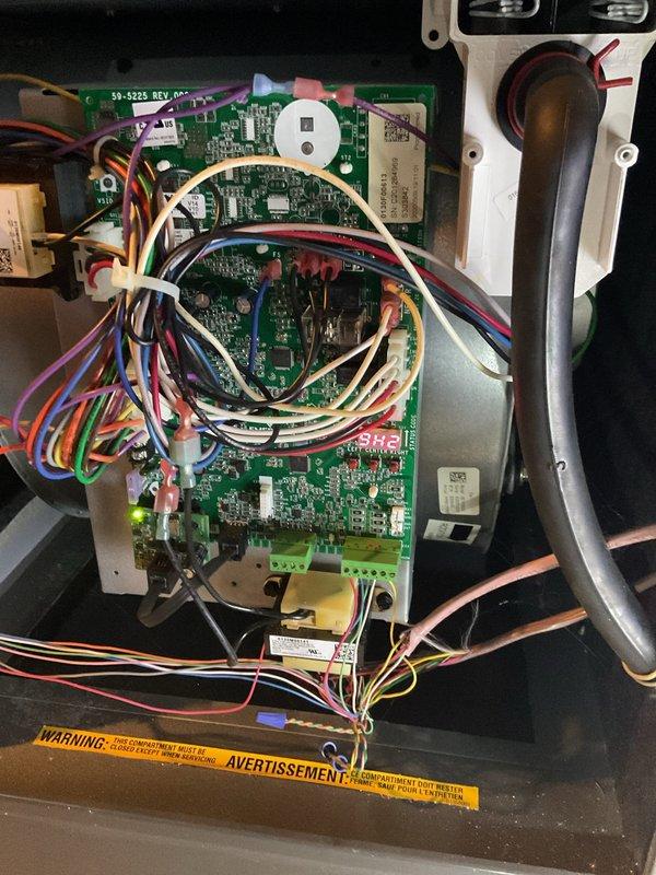 Performed monthly heating maintenance service on residential HVAC system. Inspected furnace installation including venting, humidifier attachment, and electrical components. Control board and wiring connections were examined and verified to be in proper working condition.