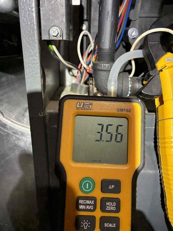 Performed scheduled heating maintenance on primary heating system and garage heater. Diagnostic testing conducted using UEi measurement devices to verify system performance, including temperature and electrical readings within normal parameters.