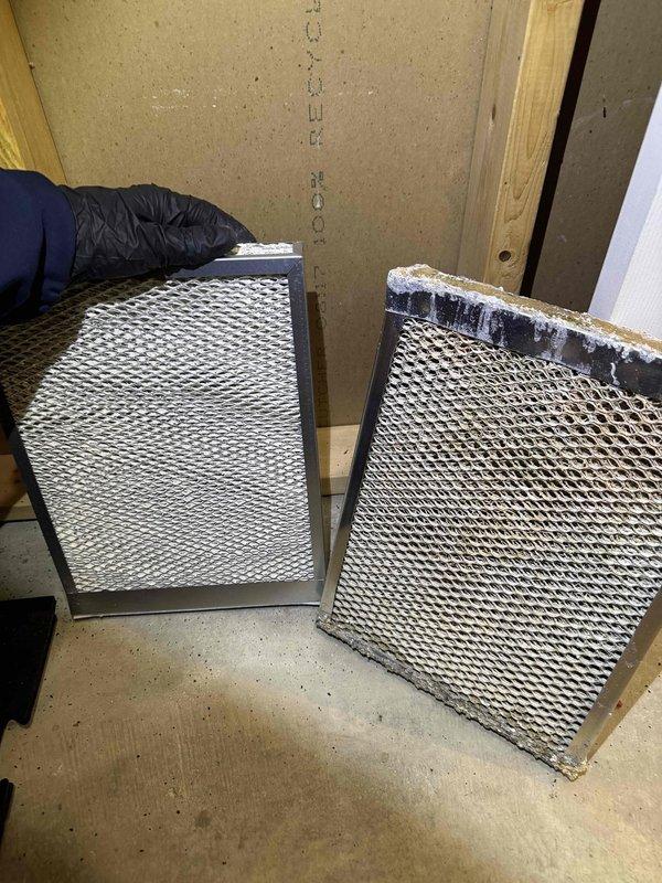 Performed routine heating maintenance on two HVAC units. Replaced heavily soiled air filters with clean ones and inspected/serviced the ignition assembly components to ensure proper system operation.