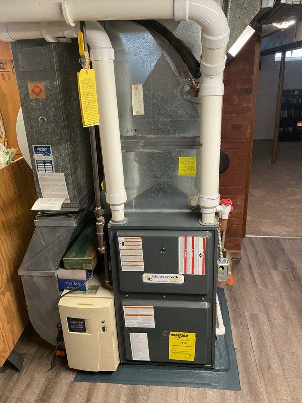 Performed monthly heating maintenance on residential HVAC system. Inspected furnace interior components including circuit board, wiring connections, and blower assembly. All systems functioning normally with no issues identified.