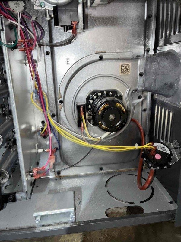 Performed scheduled maintenance on residential furnace system. Conducted comprehensive inspection of blower motor assembly and electrical components, confirming proper operation through amperage testing with UEI G2 Phoenix meter. All components verified to be in normal working condition with no signs of wear or damage requiring further attention.