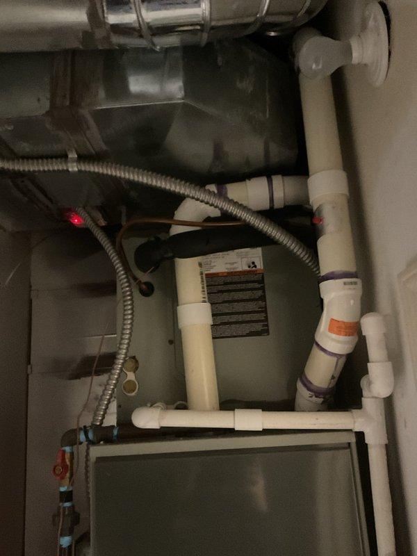 Performed routine furnace maintenance service. Inspected PVC ventilation system, condensate pump, and all connections. System is operating within normal parameters with no issues detected.