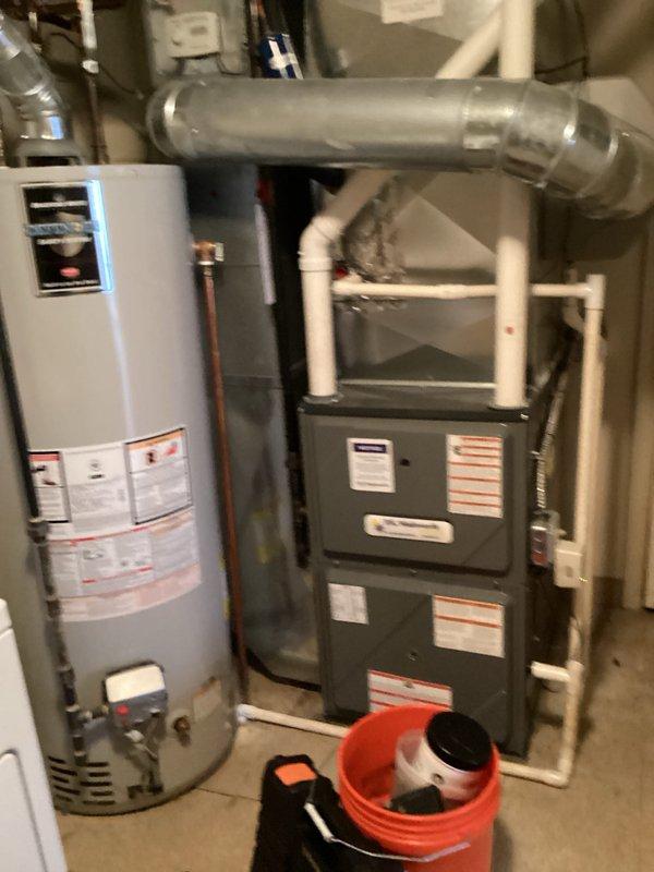 Performed standard maintenance service on residential furnace system. Conducted visual inspection of furnace unit and associated ductwork in basement utility room, and completed electrical system diagnostic testing using multimeter to verify proper component functionality. All systems operating within normal parameters.
