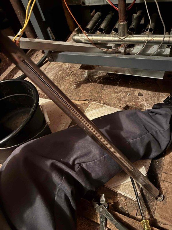 Performed routine heating tune-up on HVAC system. Inspected copper piping connections and verified system pressure at approximately 5 PSI, which falls within acceptable operating range. Conducted comprehensive inspection of wiring connections and mechanical components to ensure optimal system performance.