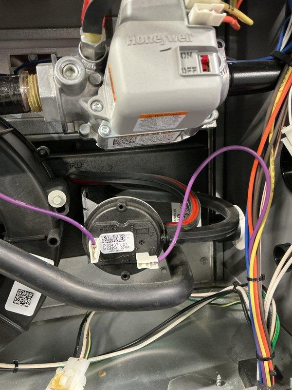 Completed routine maintenance on furnace system. Inspected and verified proper operation of Honeywell gas valve/controller, pressure switch, and fan motor assembly. All components, electrical connections, and safety devices functioning correctly with no issues identified.