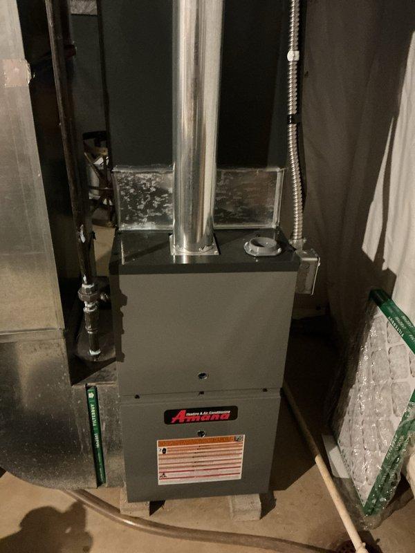 Responded to a callback for a newly installed Amana gas furnace (installed 3 weeks prior) experiencing intermittent no-heat condition. Diagnosed recurring manufacturer error preventing proper operation. Performed necessary adjustments to resolve the issue and verified proper system operation with the Honeywell ProSeries thermostat now maintaining set temperature at 72°F with heat mode functioning correctly.