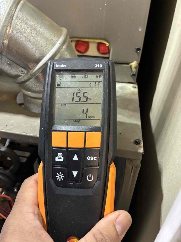 Performed comprehensive tune-up on 10+ year old residential heating system. Conducted combustion analysis with Testo 310 analyzer, measuring CO levels (4 ppm) and flue gas temperature (15.5°C), confirming unit is operating safely within specifications. System was thoroughly inspected, cleaned, and verified for proper operation.
