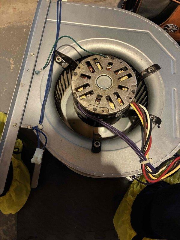 Performed secondary service call for blower wheel cleaning on HVAC system. Removed blower assembly from housing, cleaned accumulated dust and debris from fan blades and housing components, and reinstalled properly. Verified proper operation after service completion.