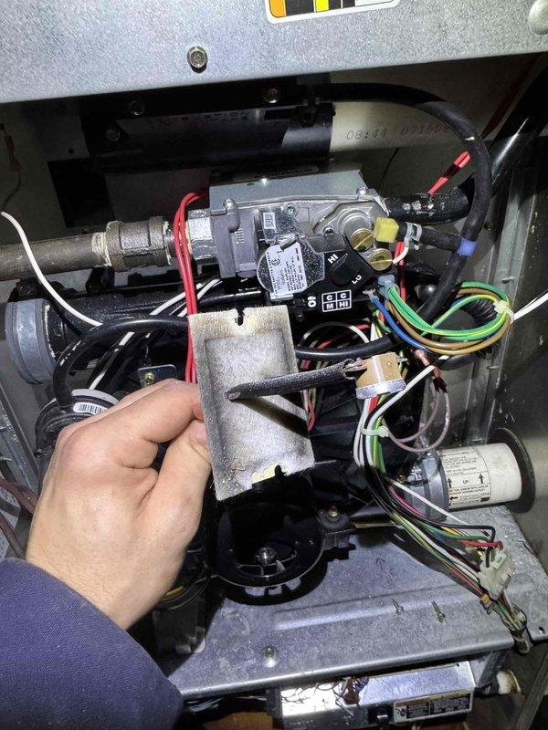 Responded to service call regarding furnace issues after frozen gas line incident. Upon inspection of the combustion assembly and blower motor, confirmed gas company had resolved the initial pressure problem. Performed courtesy check of system operation, verified proper gas pressures, and inspected components for potential damage caused by the freeze event. All systems now functioning normally.