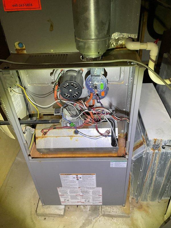 Responded to no-heat call for residential furnace system. Discovered significant temperature differential between actual reading (48°) and thermostat setpoint (72°) despite "Heat On" status. Diagnosed faulty ignition sequence, replaced flame sensor and verified proper system operation. System now maintaining desired temperature with normal heating cycle.