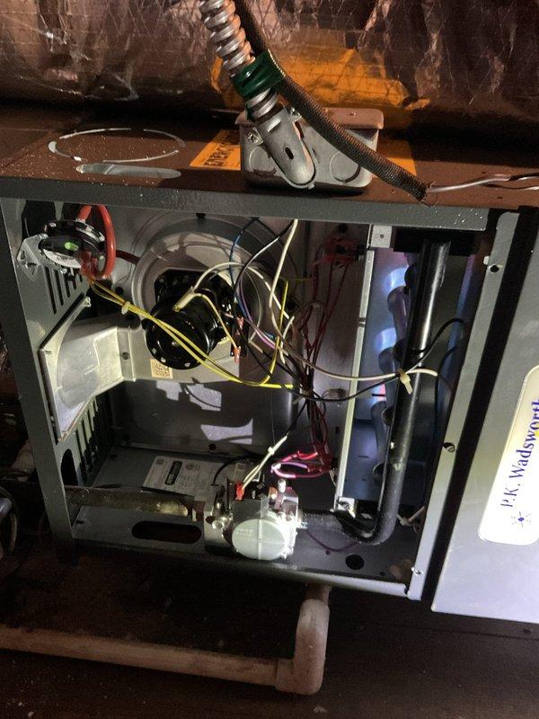 Performed routine heating maintenance service on customer's furnace system. Inspected internal components including circuit board, wiring connections, and blower assembly for proper operation. Completed comprehensive tune-up to ensure optimal system performance for the heating season.