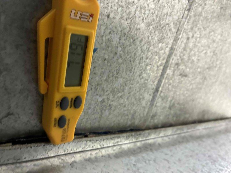 Performed routine maintenance on furnace system. Inspected copper refrigerant lines and connections for leaks. Conducted temperature measurements using UEi digital testing equipment to verify proper system operation.