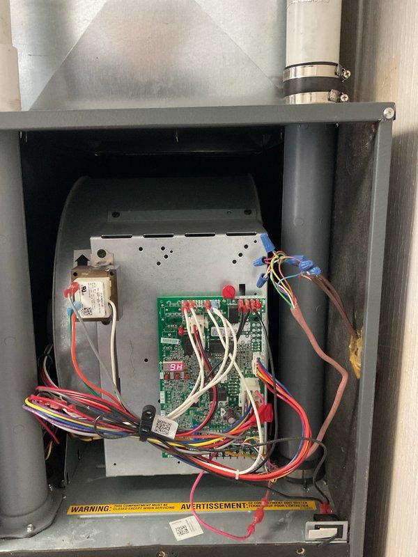 Performed routine heating system maintenance on customer's furnace. Inspected circuit board, electrical connections, and burner assembly - all components functioning properly. Discussed smart thermostat options as requested by customer.