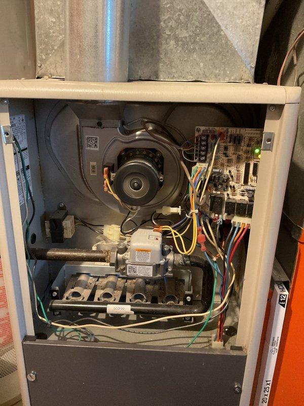 Completed scheduled furnace tune-up on NAT (12-6) unit. Inspected and cleaned blower assembly, checked electrical connections and verified proper operation of circuit board with all indicator lights functioning correctly. System is operating within normal parameters.