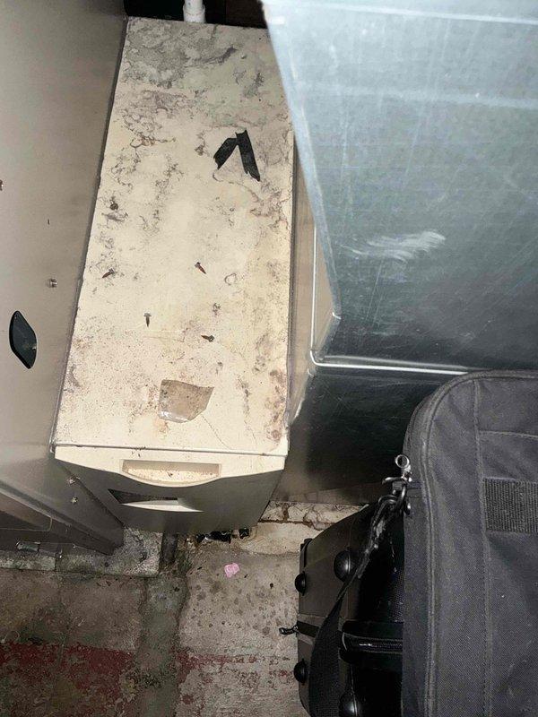 Diagnosed non-operational Ultra V furnace showing significant deterioration with visible mold/contamination on exterior surfaces. Unit requires full replacement due to age, condition, and safety concerns. Presented multiple budget-friendly replacement options to customer who was experiencing complete loss of heat.