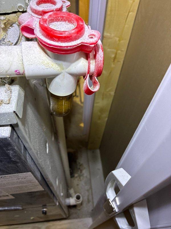 Conducted evaluation of 25+ year old HVAC system for potential replacement options after customer's temporary DIY repair. Inspection revealed aging system components with significant mineral deposits on valve assemblies and an outdoor unit heavily affected by winter conditions. Recommended full replacement due to system age and deteriorating condition.