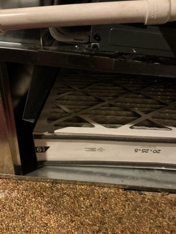 Responded to customer complaint of loud noise from furnace (described as "screws being thrown around a tin can"). Inspected unit, found loose components in blower assembly. Secured all fasteners and components. Replaced air filter (20x25x5) as preventative maintenance. Unit now operating normally with no unusual noise.