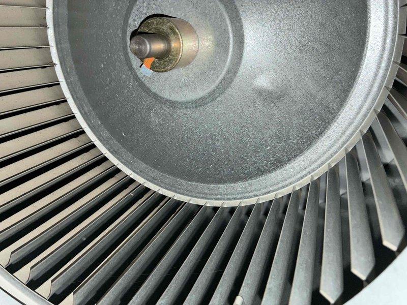 Performed routine heating maintenance on dual system setup. Inspected blower wheel assembly and motor components for proper operation. Visual examination confirmed all electrical connections are secure with no signs of wear on the motor windings or capacitor.