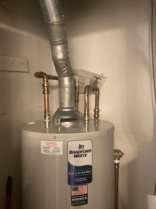 Conducted comprehensive electrical inspection of premises. Upon inspection, discovered the service scope was actually plumbing-related, not electrical, with the primary components being a Bradford White water heater installation with associated piping connections and ventilation. No electrical panel or breaker work was performed.