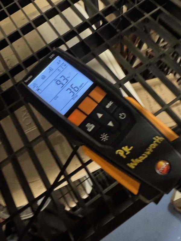 Responded to no heat complaint with thermostat showing 61°F despite 68°F setpoint. Diagnostic testing revealed significant temperature differential (65°F supply, 75°F return) indicating heat exchanger failure in aging furnace. Recommended complete system replacement due to cracked heat exchanger posing safety hazard and unit exceeding expected service life.
