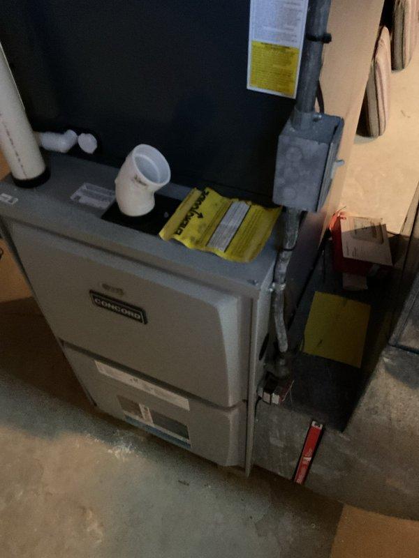 Performed scheduled monthly heating maintenance on a Concord furnace system. Inspected control board and wiring connections for proper operation, finding all components in normal working condition. System is functioning correctly with no issues identified during this maintenance visit.