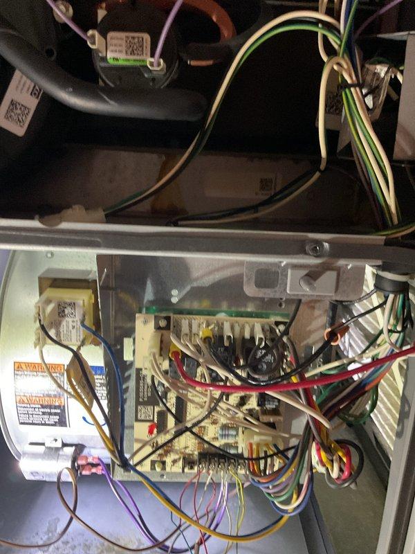 Performed scheduled monthly heating maintenance on a Concord furnace system. Inspected control board and wiring connections for proper operation, finding all components in normal working condition. System is functioning correctly with no issues identified during this maintenance visit.