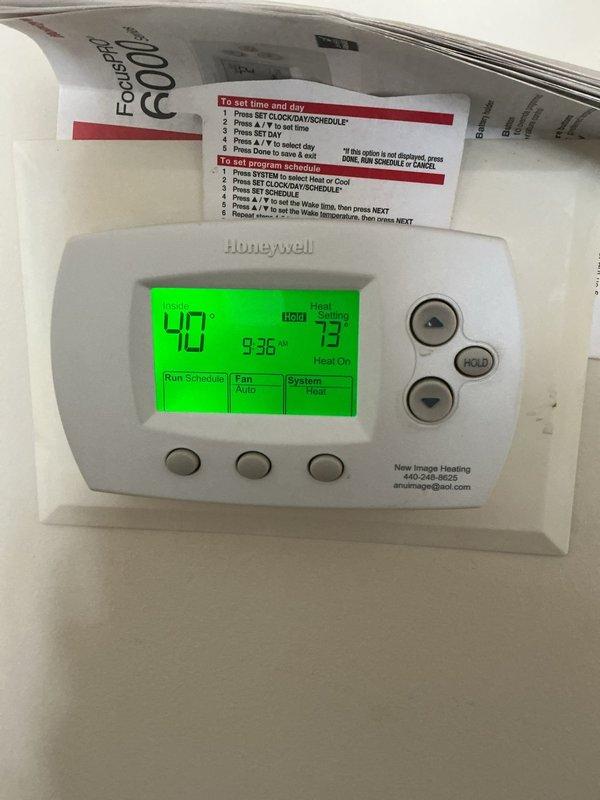 Replaced defective gas valve on customer's heating system. Confirmed proper system operation after installation with thermostat set to 73° heat mode. System now functioning correctly with all safety checks completed.