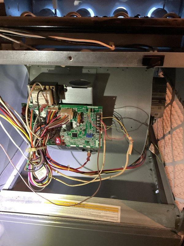 Responded to service call for non-operational furnace. Upon inspection, found control board indicator light active but system not initiating heating cycle. Reset system and verified proper operation of blower motor and heat exchanger components. System now functioning normally; customer instructed on proper thermostat operation and battery replacement schedule.