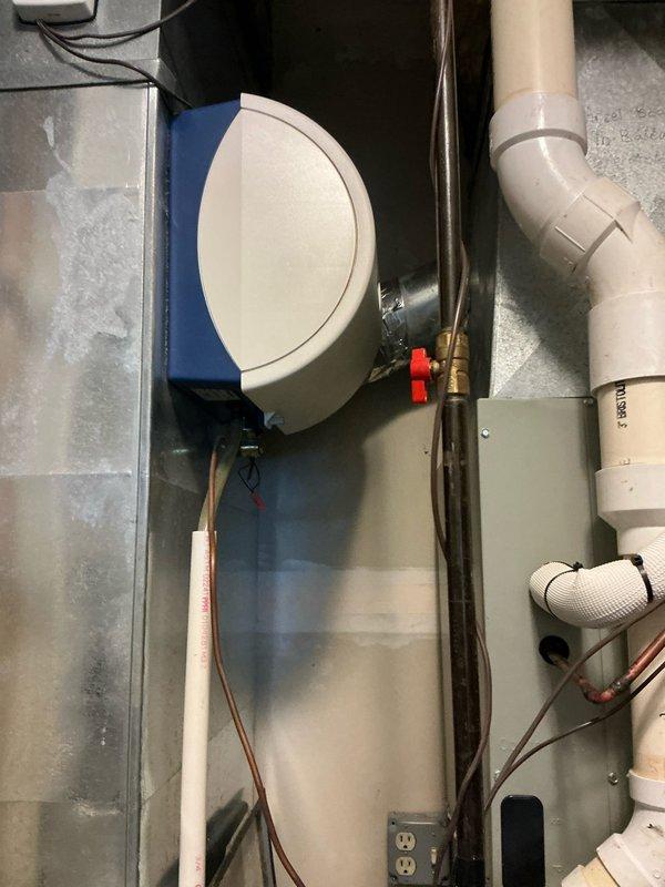 Conducted comprehensive assessment of dual-system HVAC setup for potential furnace replacement in upstairs unit. Inspection revealed aging equipment with notable wear on electrical components and control board. Documented existing humidifier installation and evaluated current ductwork/ventilation system for compatibility with replacement options.