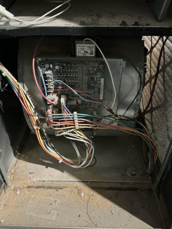 Completed downstairs thermostat installation that was pending from previous service visit. Diagnosed and resolved no-heat condition by inspecting control board connections and blower assembly. System is now functioning properly with heat restored to the downstairs zone.