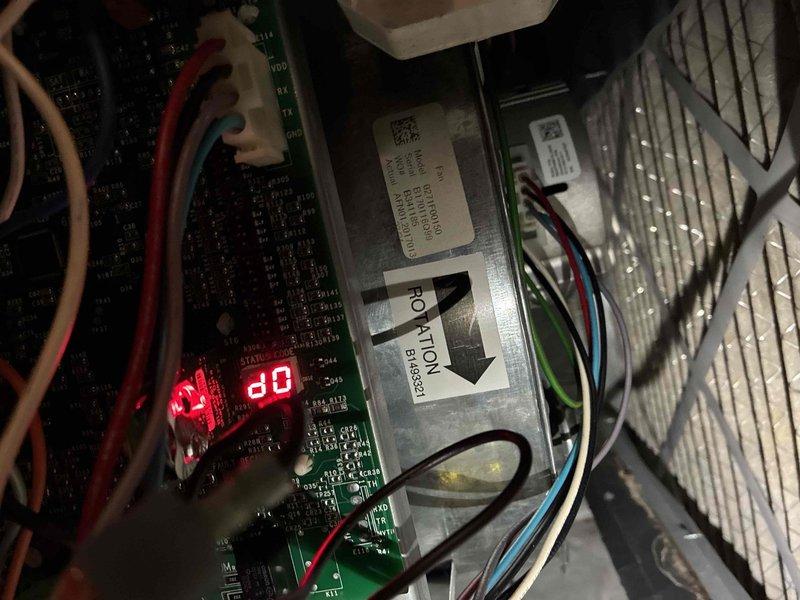 Completed replacement of defective control board and module on HVAC system. Removed original circuit board showing signs of failure and installed new green control board with proper wire connections to all terminals. Verified proper rotation and functionality of new components through system testing, confirming successful restoration of unit operation.